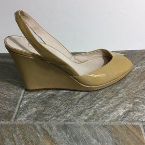 Michael Kors Patent Peep Toe Slingback Wedges